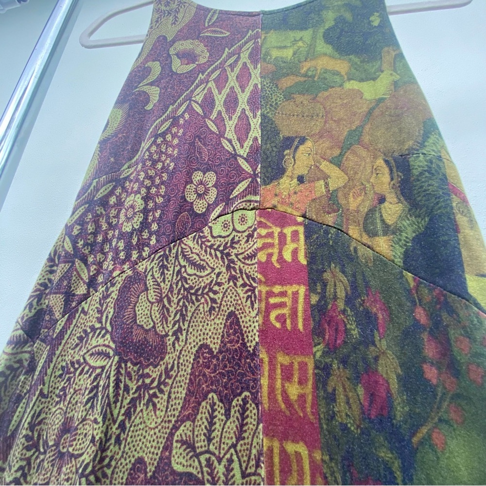 Y2K Desigual Multicolor Indian Print Asymmetrical MIDI Dress Size Small - Picture 2 of 10